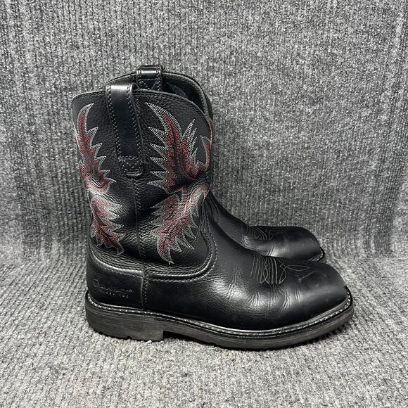 Ariat Sierra Square Steel Toe Western Boots Black Leather Cowboy Mens 8.5 D - Picture 1 of 9